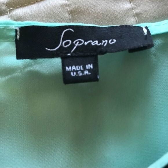 Soprano Draped Split Back Blouse Black Collar Sea-foam Green Small - Picture 7 of 11